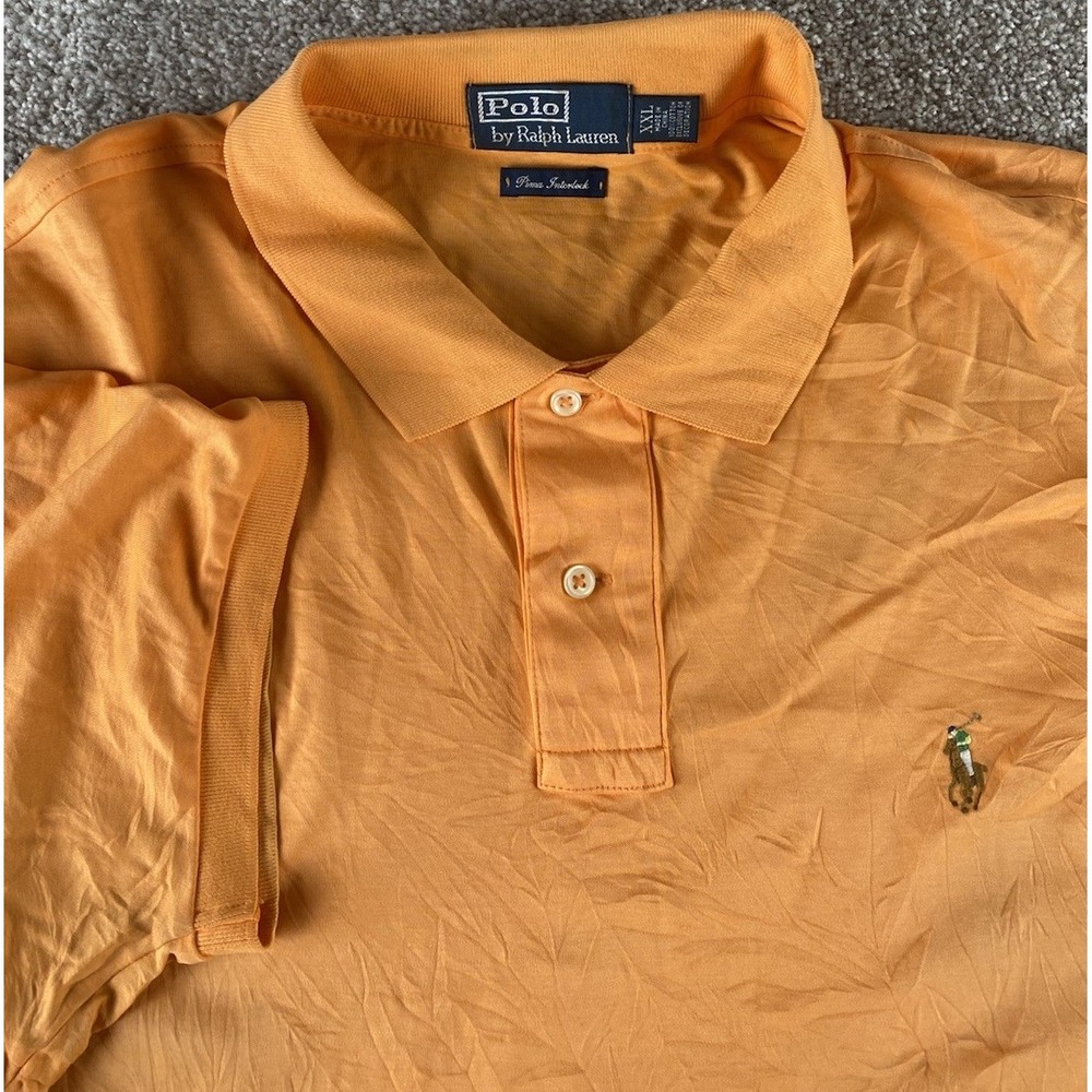 Polo Ralph Lauren Soft Cotton Pima Interlock Polo Orange Mens XXL Flesh Pony